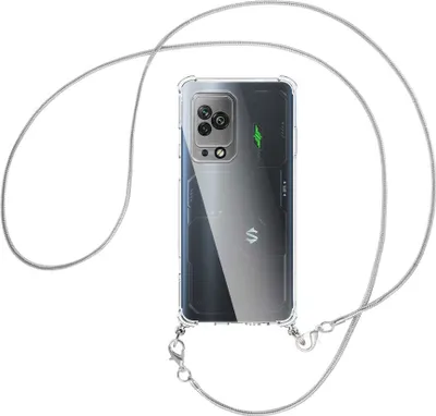 Produktbild von Handykette Backcover-Schutzhülle mit Band (Metall silberfarben) für Xiaomi Black Shark 5 Pro (6.67'') - silberfarbene Snake-Kette