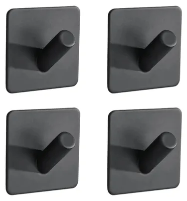Produktbild von EAVY Handtuchhaken ohne Bohren - 4 Stück Rostfrei Stahl Wandhaken Selbstklebend - Klebehaken extra Stark – Selbstklebend – Handtuchhaken Schwarz