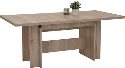 Produktbild von Kulissentisch Lia II - Nachbildung Sandeiche - Wangenfußgestell - auszeihbar - Maß 160-320x90cm