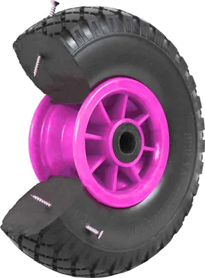 Produktbild von Sackkarrenrad PolyurethanRad 260x85 mm 3.00-4 75 mm zentrierte Nabe Ø 20 mm pink Vollgummi Bollerwagen