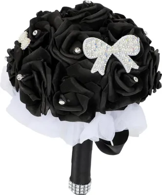 Image de Bouquet de mariage artificiel avec des cristaux photo accessoires et de décoration noir