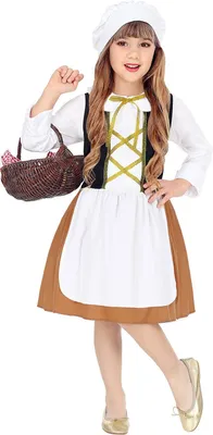 Produktbild von Magd-Kostüm für Mädchen Mittelalter Faschingskostüm weiss-braun - 116 (4-5