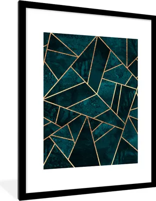 Produktbild von MuchoWow® Gerahmtes Poster Steine - Gold - Luxus - Muster - Abstrakt 60x80 cm - Poster mit Schwarzem Bilderrahmen Wandposter Rahmen Foto Bilder - Wohnzimmer - Dekorationen - Prämie