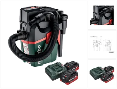 Produktbild von Metabo AS 18 L PC Compact Akku Sauger 18 V 6 l IPX4 Staubklasse L Nass und Trocken + 2x Akku 5,5 Ah + Ladegerät