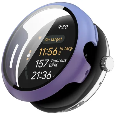 Produktbild von Für Google Pixel Watch 3 45mm Kunststoff PC Smart Watch Hülle + Schutz Hart Glas Blau / Lila