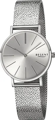 Immagine prodotto di Orologio da polso Regent da donna in acciaio inossidabile con bracciale analogico in metallo a maglie argento D2URBA894