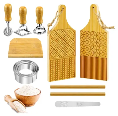 Produktbild von Nudelherstellungs-Set aus Holz | Küchenwerkzeug für die Zubereitung von Pasta - Zubehör für professionelle Köche und Heimküchen