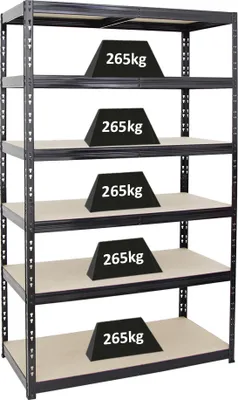 Produktbild von Schwerlastregal Giant Tiger | HxBxT 200x120x60 cm |  Fachlast 265kg | 6-Ebenen | Schwarz