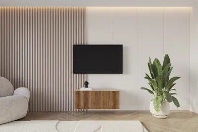 Produktbild von ALTDECOR TV-Schrank NOA-2-W mit Gefrästen Fronten 100x40x40 Lowboard hängend, TV Möbel, TV Cabinet, Fernsehtisch, Fernsehschrank, TV Kommode, TV Tisch, TV Sideboard, TV Board - Artisan / Katania