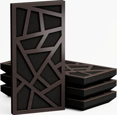 A stack of acoustic panels with a decorative wooden front.