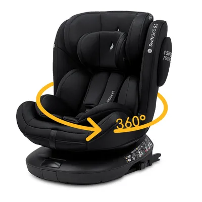 Productafbeelding van Osann Swift360 S 2, kinderzitje, 360 graden draaibaar met Isofix, geschikt voor kinderen van 76-150 cm, autostoeltje met Isofix en Top-Tether – volledig zwart, AI-gegenereerde afbeelding