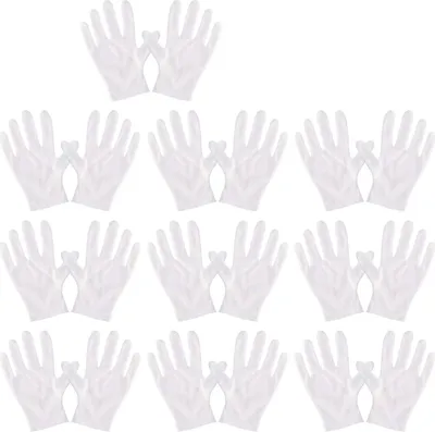 Produktbild von Baumwollhandschuhe weiß Größe XL, 10 Paar Weiße Handschuhe Baumwolle, für Hautpflege, Schmuck Untersuchen, Tägliche Arbeit