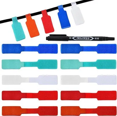 Produktbild von Kabelkennzeichnungen Set mit 40 wiederverwendbaren Etiketten und Stift - Mehrfarbig