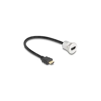 Produktbild von Delock HDMI Einbaubuchse 8K 60 Hz mit Kabelpeitsche Stecker 30 cm Aluminium