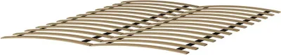 A close-up, angled view of a bed slatted base or lattenrost.