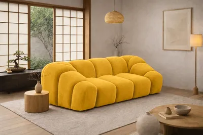 Produktbild von Kaiser Möbel Sofa 2-Sitzer modular, Veloursstoff Bluvel, Golden, CROISSANT