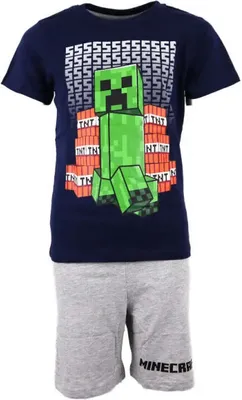 Produktbild von Minecraft Creeper Kinder kurzarm Pyjama Schlafanzug – 116