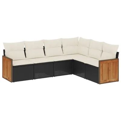 Produktbild von vidaXL 6-tlg. Garten-Sofagarnitur mit Kissen Schwarz Poly Rattan