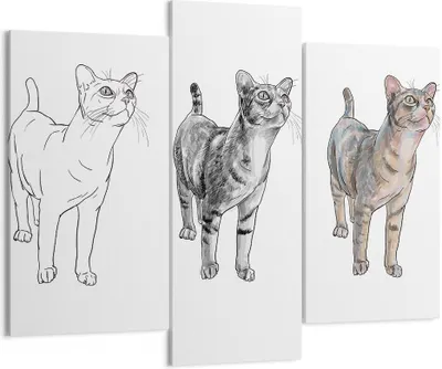 Produktbild von Bild auf Leinwand - Leinwandbild - Katzen Tiere Kinder Illustration - 130x100cm - Wand Bild - Wanddeko - Leinwanddruck - Bilder - Kunstdruck - Leinwand bilder - Wandkunst - CB130x100-3211
