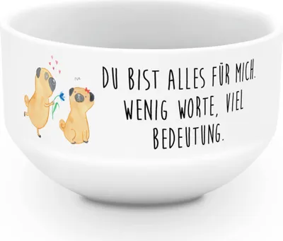 Produktbild von Mr. & Mrs. Panda schale Mops Verliebt - Weiß - Geschenk, Suppenschüssel, Schüssel, Knuffig, Liebe, Tierliebhaber, Pure, reisschale, Obstschale, Partner, dessertschale