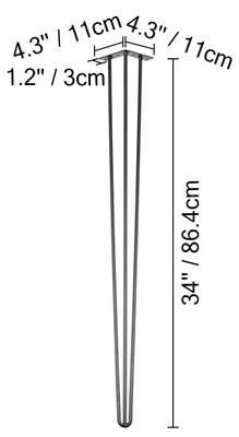 Image de Pieds de table, style épingle à cheveux, acier durable, 34 pouces