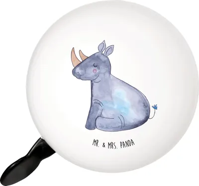 Produktbild von Mr. & Mrs. Panda Fahrradklingel Einhorn Nashorn - Weiß - Geschenk, Klingel Für Fahrrad, Fahrradglocke, Unicorn, Fahrrad-Klingel, glocke, Zoo, Nashörner, Lustig