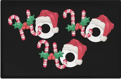 Produktbild von Trendation - Ho Ho Ho Fußmatte Geschenk Weihnachten Deko Muster Weihnachtsmann Dekoration Außen Innenbereich 60x40cm