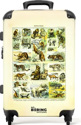 Produktbild von NoBoringSuitcases.com® Großer Koffer - Jahrgang - Tiere - Bär - Illustration - Millot - Kombinationsschloss TSA - Hartschalen Trolley 4 Rollen - 72 liter - Reisekoffer - 66 cmKoffer Mittelgroß 67x43x25 cm, 72L,