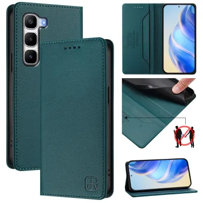 Produktbild von Lederhülle für Infinix Hot 60 Pro+ Hülle Flip Brieftasche Kartenfächern Ständer Schutzhülle Dunkelgrün