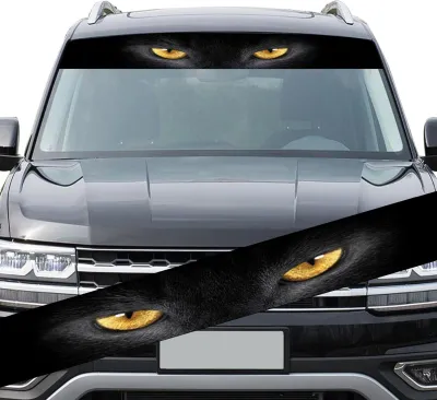 Obrázek produktu pro 3D samolepka na auto C Ont Wind & Rear Block Sunshade Decoration, Ster Car Sticker for Unique Car Accessories, Eye-catching Vehicle Decoration (Yellow Eyes)