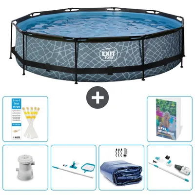 Zdjęcie produktu dla Basen ogrodowy "Exit Pool Rund" - imitacja kamienia - 360x76 cm - 5-elementowy - model S323