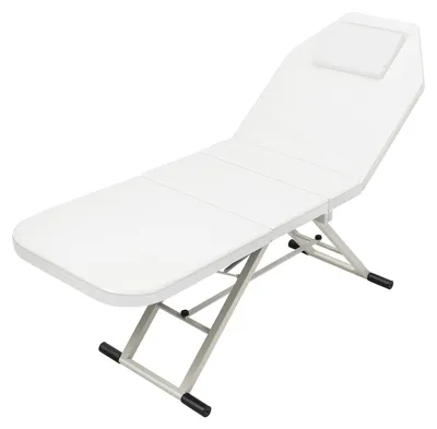 Produktbild von Kosmetikbett Klappbar Massageliege Schönheitsbett max 250kg Massagebank Kosmetikliege Massagetisch 3 Zonen Weiß Therapieliege Spa Liegesessel