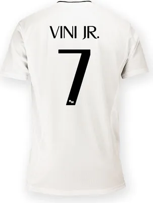 Image de T-shirt à manches courtes Real Madrid 24/25, modèle Vinicius, pour enfant, couleur blanche, taille 4 ans