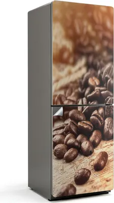 Produktbild von Verschüttete Kaffeebohnen – Kühlschrank Aufkleber – Klebefolie Kühlschrank – Kühlschrank Dekor – Kühlschrankfolie selbstklebend – Küchen Dekoration – 70x190 cm