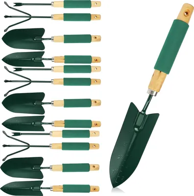 Produktbild von com-four® 12-teiliges Set Gartengeräte - Gartenwerkzeug mit 3x Blumenkelle, 3x Handschaufel, 3x Blumenrechen und 3x Unkrautstecher - Gartenset für Pflanzen und Gartenarbeit
