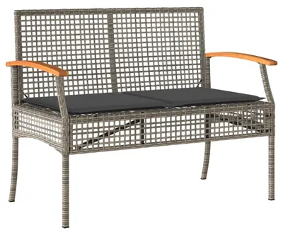 Produktbild von vidaXL Gartenbank mit Kissen Grau Poly Rattan Akazienholz