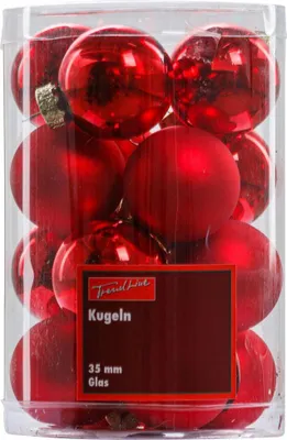 Produktbild von TrendLine Mini-Christbaumkugeln aus Glas Ø 3,5 cm rot 16 Stück