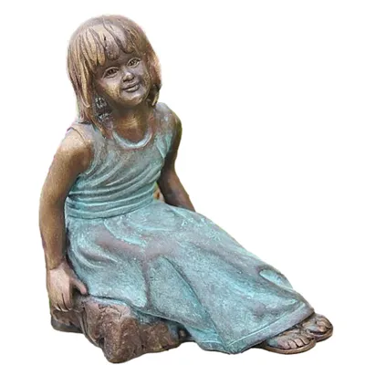 Produktbild von Schönes Mädchen Sitzend, für den Garten zur Dekoration, aus Bronze Neu Frostfest Witterungsbeständig, Bronzefigur zur Gartengestaltung BOAN-1981