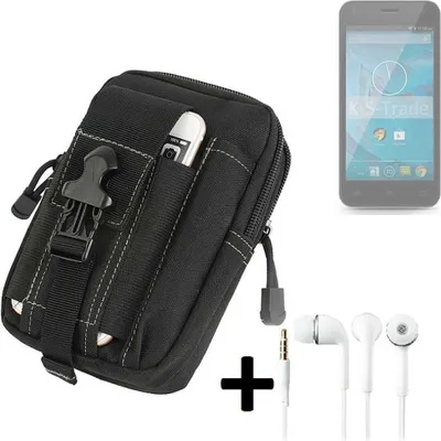 Produktbild von K-S-Trade Gürteltache + Kopfhörer kompatibel mit Qilive Q.4868 Gürtel Tasche Holster Schutz Hülle Handy Hülle  schwarz inkl. Extrafächer