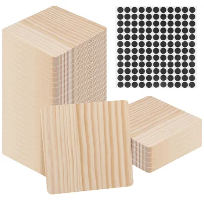 Holzuntersetzer, 30 Stück, 10 cm, quadratisch, unbehandelt