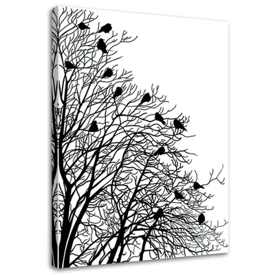 Produktbild von Leinwandbild vögel auf ästen 80x120 cm Feeby grau wandbild bereit zum aufhängen
