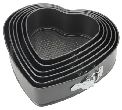 Immagine prodotto di Set di stampi per torte - 6 pezzi. Set di stampi a forma di cuore con fondi removibili