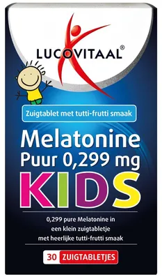Produktbild von Melatonin Kinder 0,299 mg mit Tutti-Frutti-Geschmack 30 Lutschtabletten