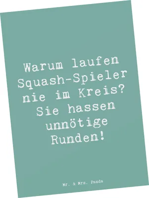 Produktbild von Mr. & Mrs. Panda Postkarte Spruch Squash Weisheit - Meeresbrise - Geschenk, Lächeln, Teamsport, Grußkarte, Sportarten, Schläger, Postkarten, Sportler Geschenke, bildkarte