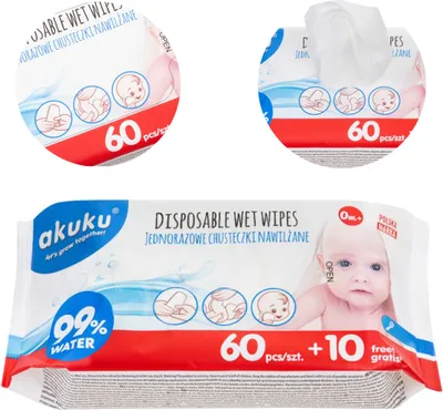 A collage of images showing a pack of baby wet wipes.