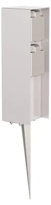 Productafbeelding van ledscom.de Tuin-stopcontactpaal POMI met grondspie voor buiten, IP44, 2-voudig, roestvrij staal, rechthoekig, 23 cm – Roestvrij staal / 2 stopcontacten, afmetingen 1 stuk (verpakking met 1 stuk)
