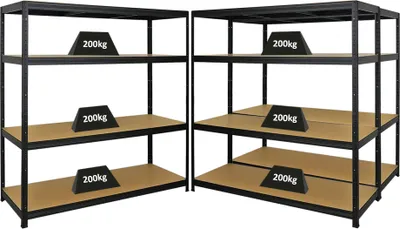 Produktbild von Mega Deal | 3x Schwerlastregal Giant Elephant | HxBxT 160x150x60cm | Fachlast 200kg | Schwarz