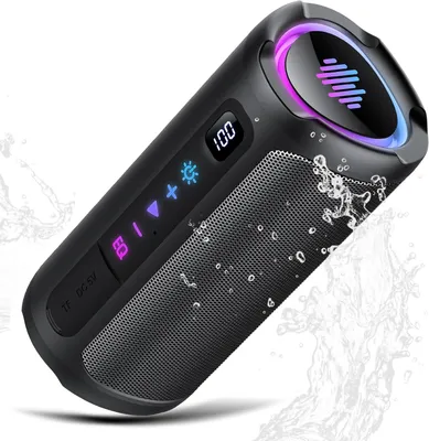 Produktbild von Bluetooth Lautsprecher 20W mit Licht, Bluetooth 5.4, IPX7 Wasserdicht, 20 Std Akku, TWS Stereo, TF-Karte, LED Display, Tragbare Musikbox