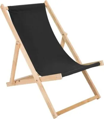 Produktbild von Liegestuhl schwarz klappbar aus Holz - Klappstuhl Klappliege Sonnenstuhl Strandstuhl Holzklappstuhl Sonnenstuhl Gartenliege