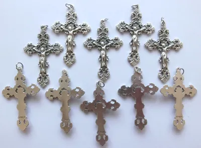 Christus-Kreuz für Rosenkranz, versilbert, 10 Stk., 4,5 cm